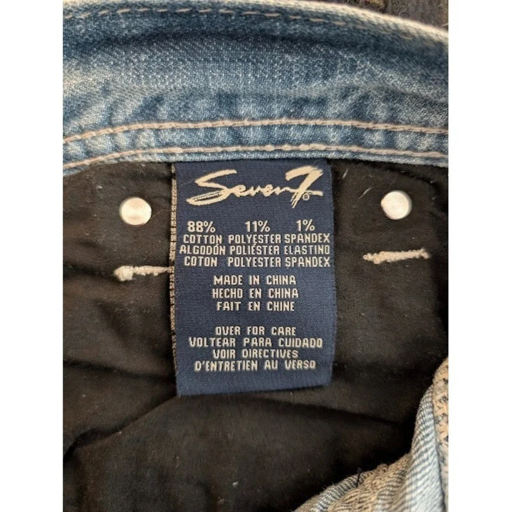 Seven 7 Jeans Mens 36x32 (Fits 38.5x31.5) Blue Flap Pockets Thick Stitch Soft